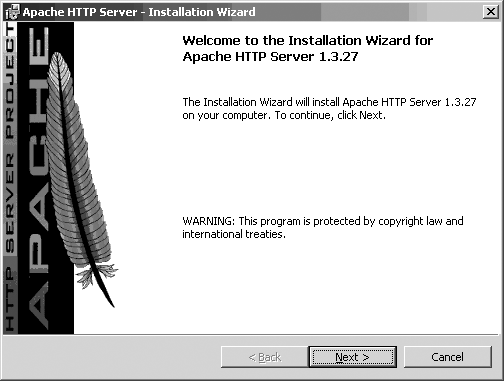 First screen of Apache MSI install