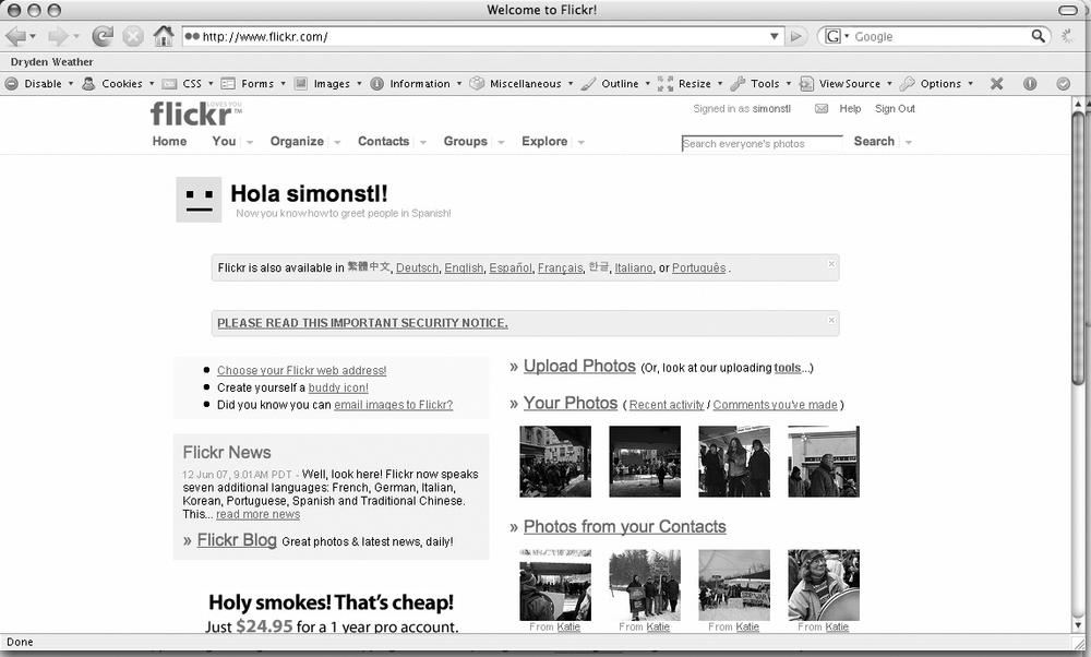 Interacting with the Flickr photo sharing service