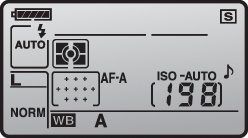 In Auto mode, the LCD control panel on the top of the D90 should look something like this.