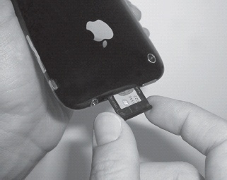 The iPhone’s SIM card on its tray