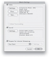 QuickTime Pro export settings