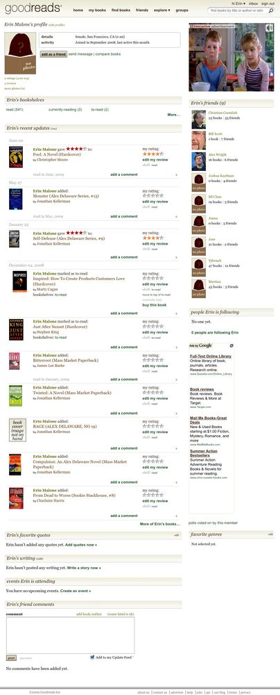 Books-contextual profile on goodreads.com.