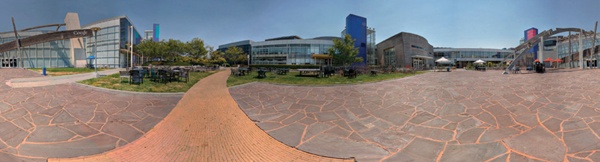 Here’s a stitched panorama of the Google campus that is also an HDR image (made by my friend Skip Steuart). It took more than 50 indidivual frames to create this image.
