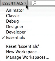 Select and manage workspaces with the Workspace menu