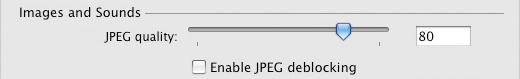 The Publish Settings JPEG compression option