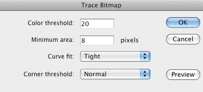 The Trace Bitmap dialog