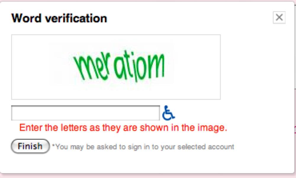 A CAPTCHA pop up