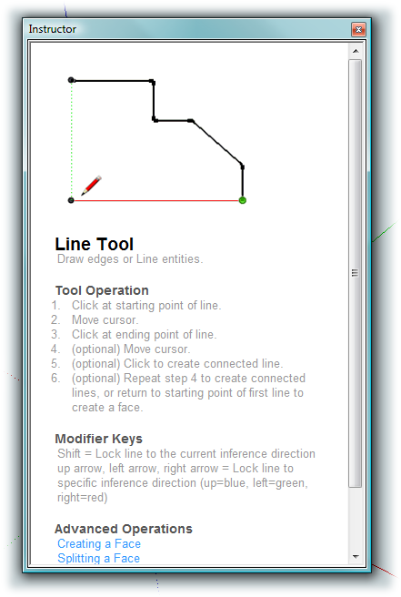 The Instructor window knows what tool you’re using and provides an animated demo complete with step-by-step instructions for using the tool.