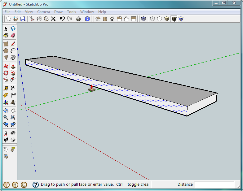 Pushing and pulling 2-D objects into 3-D shapes is one of the fun parts of SketchUp. Usually, you start pushing or pulling in a direction, and then you enter a specific dimension in the Measurements toolbar.