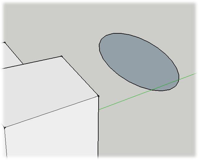 You can use inference locking with the shape tools, like Circle (C), Polygon (P), and Rectangle (R). Hover over a surface to reference the orientation; then press Shift and move to a new position in the drawing area. Still holding Shift, draw your new shape.