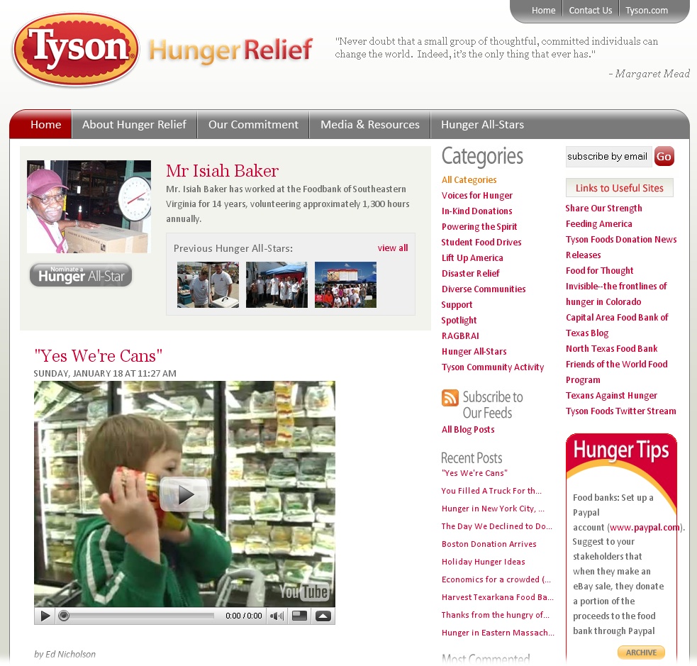 Tyson Foods’ hunger relief blog