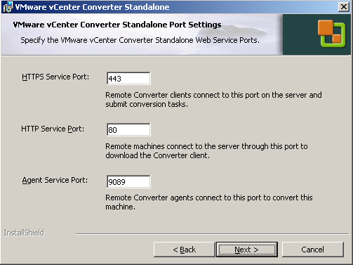 vCenter Converter custom ports