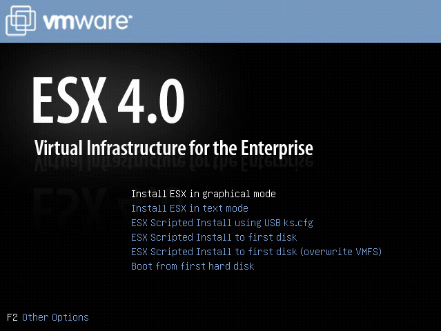 ESX4 installation menu