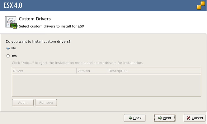 ESX4 custom driver options