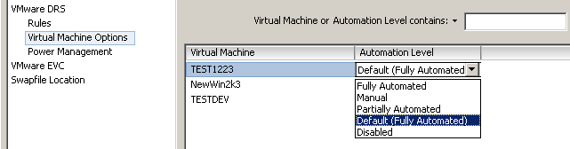 Virtual machine automation levels