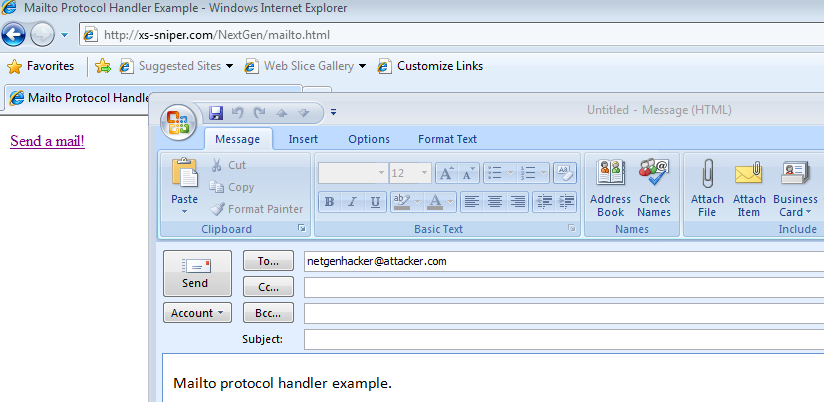 Mailto:// link launching outlook.exe