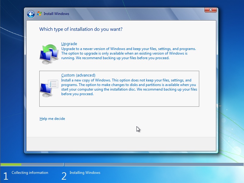 Two ways to install Windows 7—upgrade or fresh installation