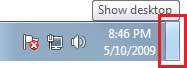 The Show desktop shortcut button