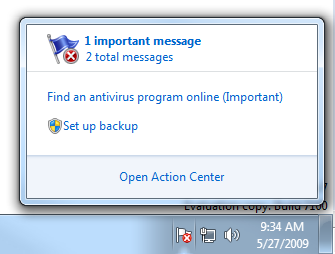 Viewing the messages summary and remedy links for the Action Center icon