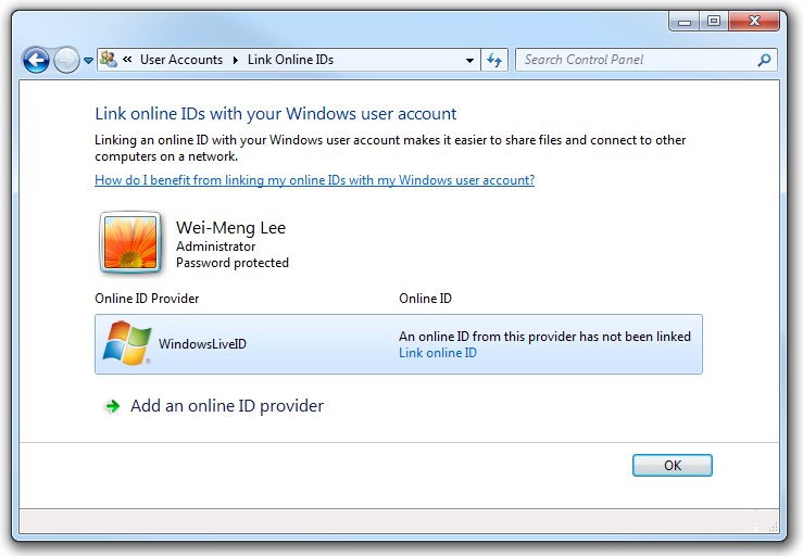 The WindowsLiveID provider in the Credentials Manager