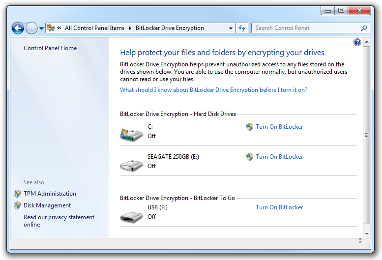 Managing BitLocker on all your attached drives