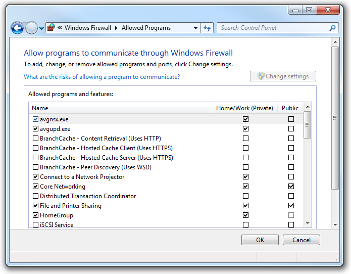 Granting permission so applications can pass through the Windows Firewall