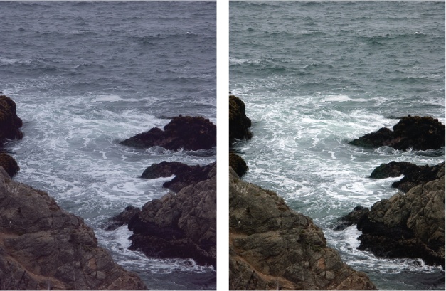 A quick click of the Auto button for Levels can make a dramatic difference.Left: The original photo isn’t bad, and you may not realize that the colors could be better.Right: This image shows how much more effective your photo is once Auto Levels has balanced the colors.