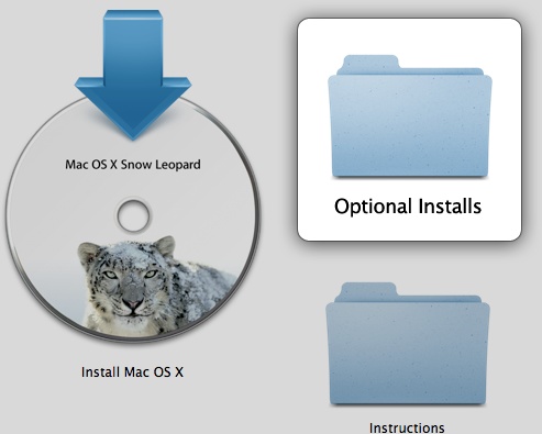 The Optional Installs folder on the Snow Leopard Install DVD