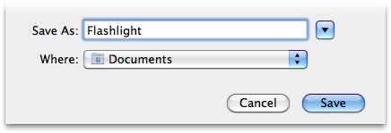For the Flashlight project, tell Xcode to create a folder named Flashlight inside your Documents folder.