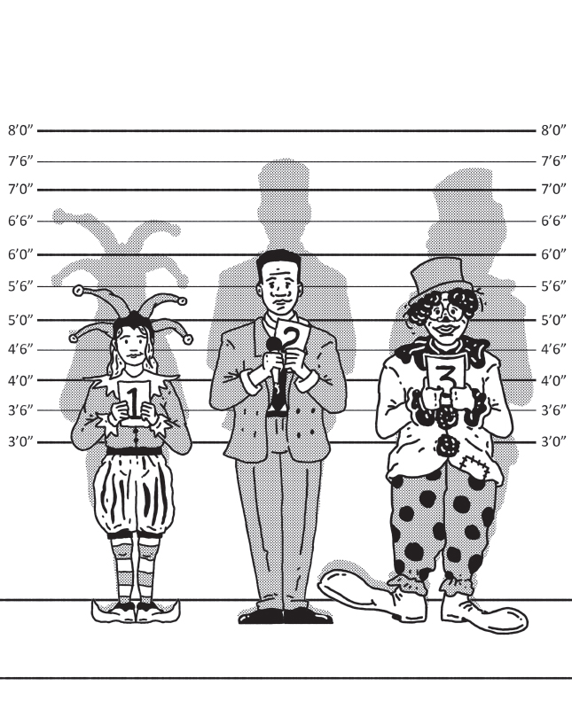 An illustration shows three people standing as per their height while holding number cards 1, 2, and 3. 1 for the smallest in height and 3 for the biggest in height. 
