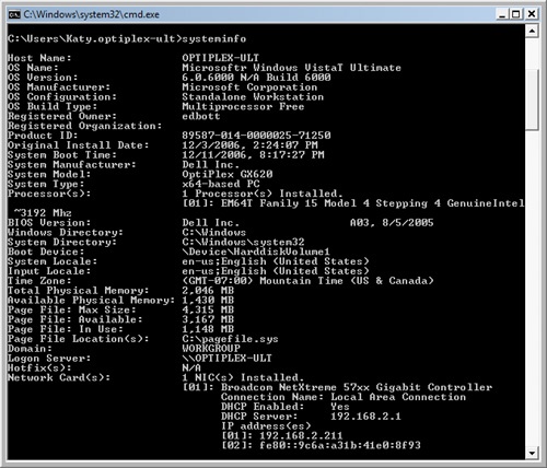 The command-line utility Systeminfo.exe provides an easy way to gather information on all your network computers in a single database.