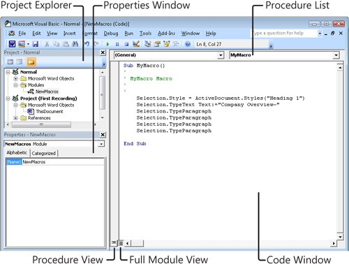 Understanding and Using the Visual Basic Editor