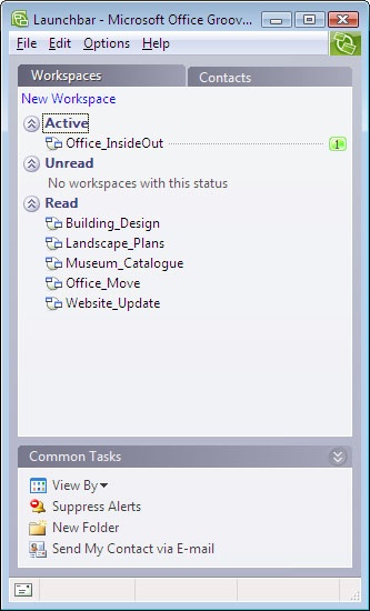 Use the Launchbar to manage workspaces and contacts.