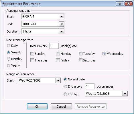 You can specify criteria that direct Outlook 2007 to display an appointment or event multiple times in the calendar.
