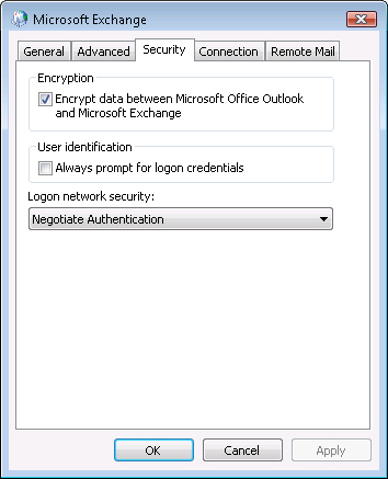 Use the Security tab to configure security settings.