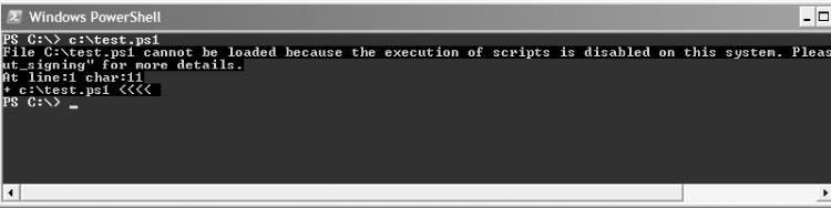 Error generated when attempting to run a Windows PowerShell script when execution policy not set