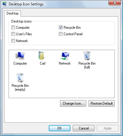You can choose to display or hide any of these five system icons.
