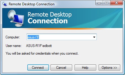 You can specify the remote computer by name or IP address.