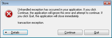 A typical dialog box reporting an exception