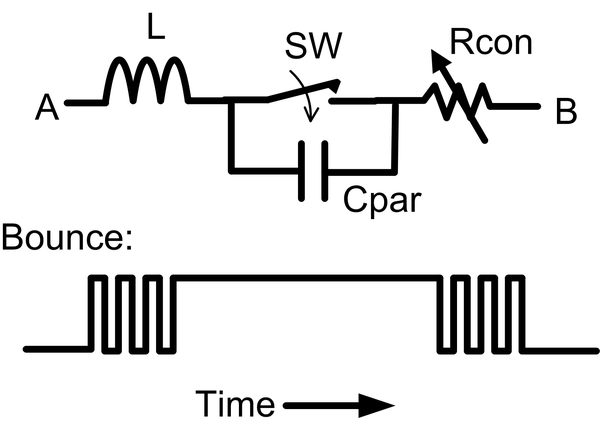Switches and relays with contact bounce