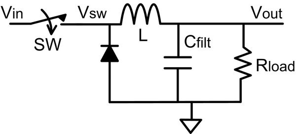 Switching step-down converter, conceptual