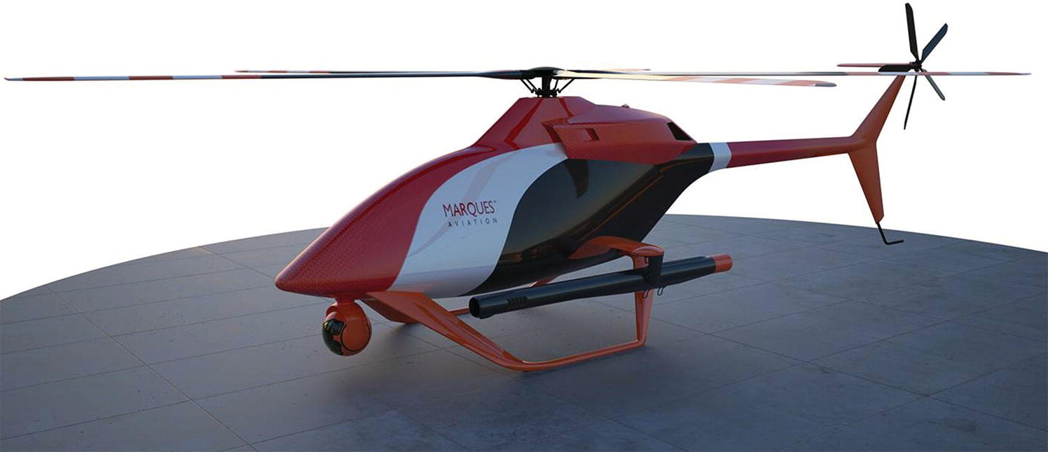 3D Computer-generated image of an MA THOR Heli VTOL‐UAS.