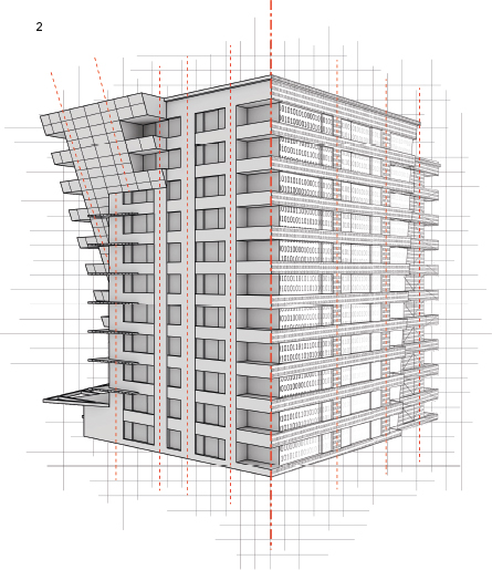 Figure shows external view of building plan.