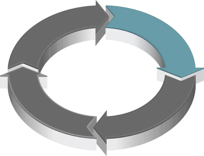 A circular illustration of arrows.