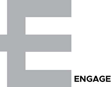Image shows the alphabet E in a large size with the word engage written next to it.