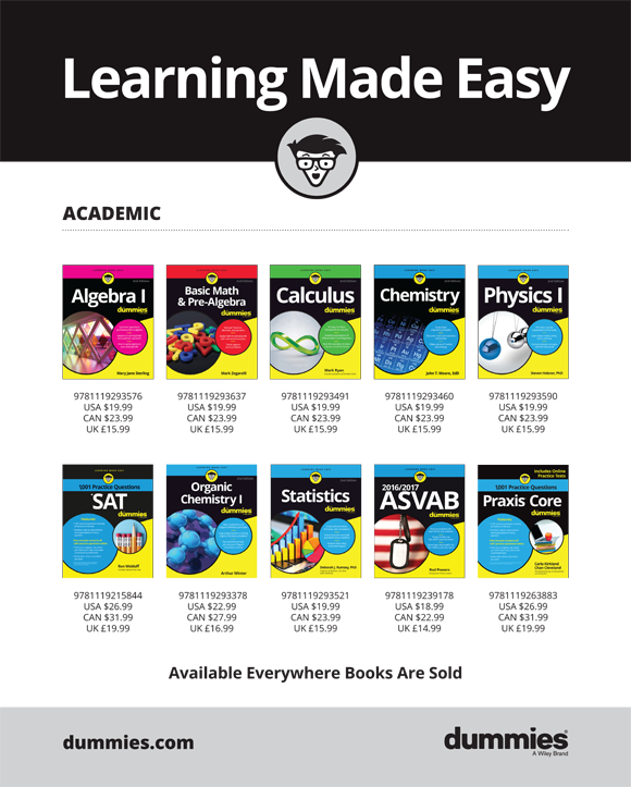 Learning academics made easy and interesting, bringing personalized classrooms to the convenience of your home. Available online at dummies.com.