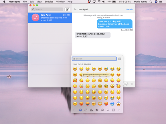 “Snapshot of macOS including messages for instant messaging and FaceTime for video chat with users of Macs and iOS devices.”