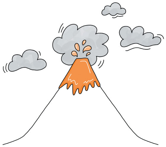 Illustration of an erupting volcano.