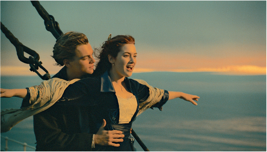 FIGURE 8.1 Perhaps the most famous production still in history, Leonardo DiCaprio and Kate Winslet appear together on James Cameron’s film, Titanic. (Twentieth Century Fox/Paramount Pictures/Lightstorm Entertainment)