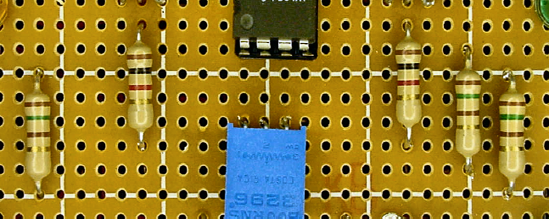 Five resistors on Sandwich's circuit board